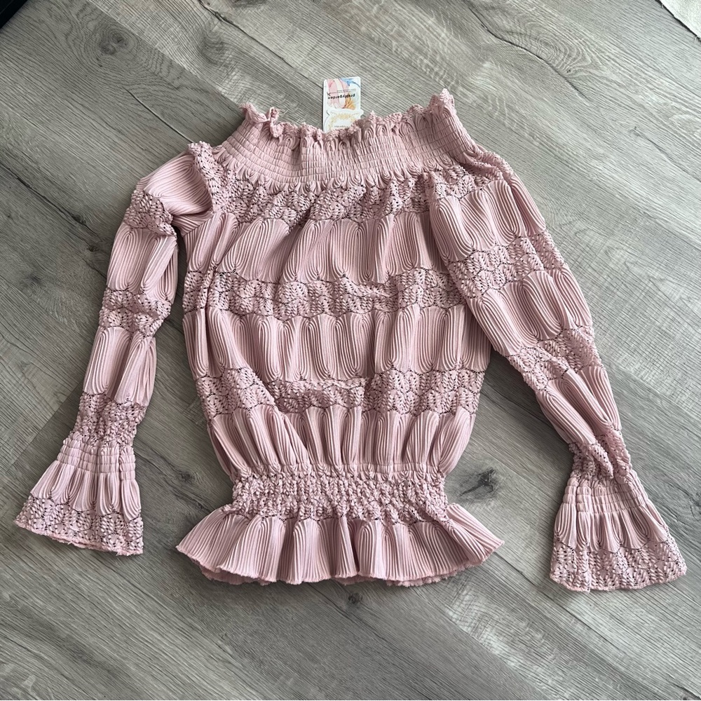 Bohemian Pretty Garden Off the Shoulder top - Womens - blush pink